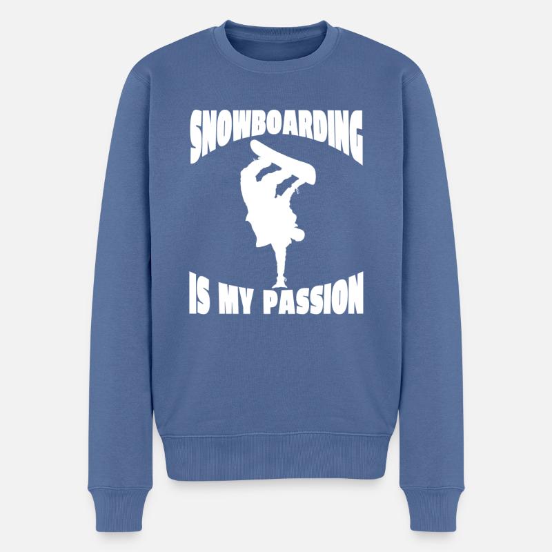 Snowboardfahrer Geschenk Snowboardsport Snowboard - Männer Premium Bio Pullover - Taubenblau