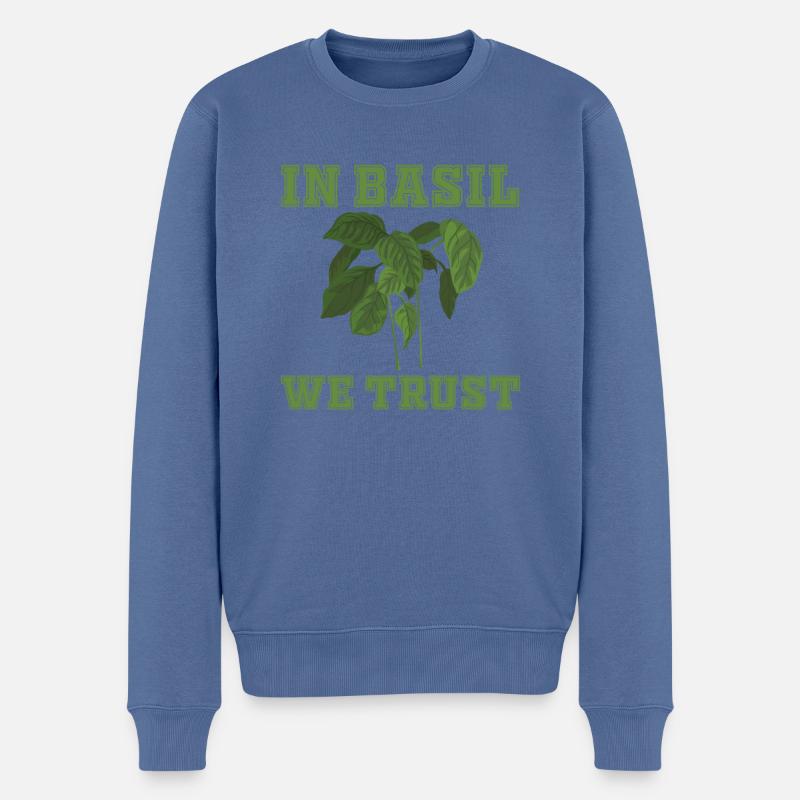 In Basilikum Vertrauen Wir - Männer Premium Bio Pullover - Taubenblau