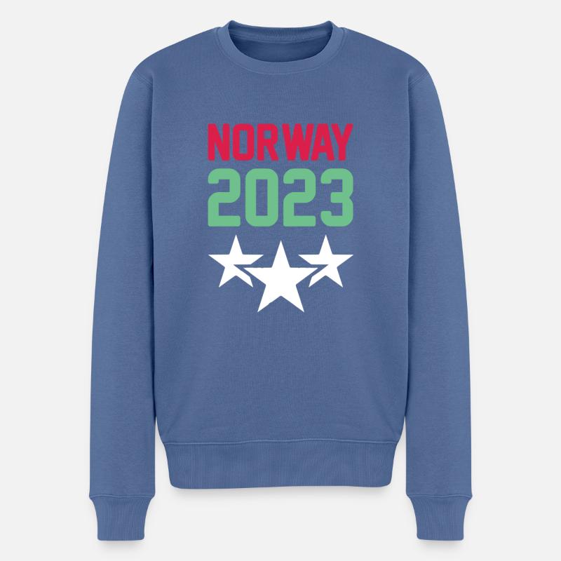 Norway 2023 Krone - Männer Premium Bio Pullover - Taubenblau