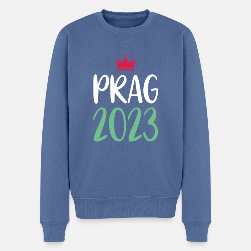 Prague 2023 - Pull Premium bio Homme - bleu pigeon