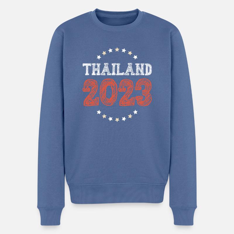 Thailand 2023 - Männer Premium Bio Pullover - Taubenblau