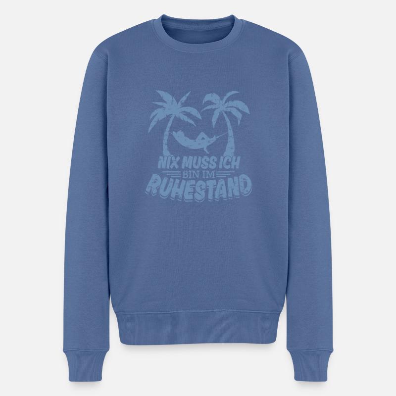Rentner Bin im Ruhestand nix muss ich - Männer Premium Bio Pullover - Taubenblau