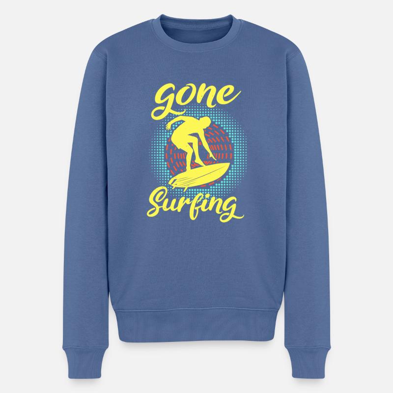 WEG SURFEN - Männer Premium Bio Pullover - Taubenblau