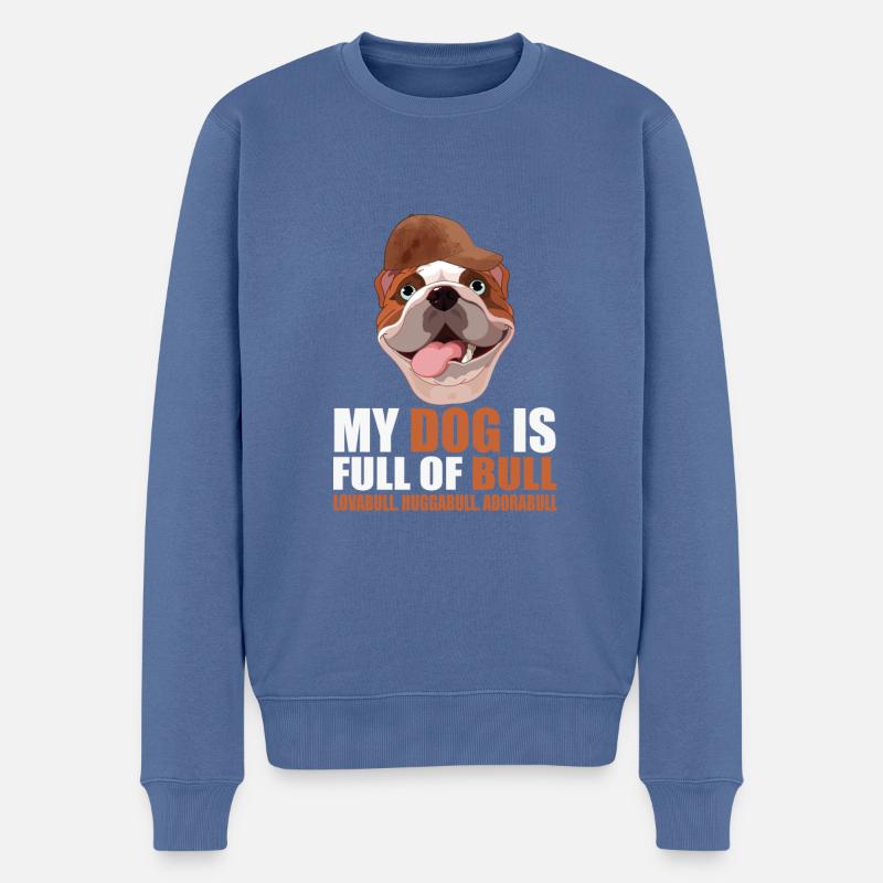 Meine Bulldoge - Männer Premium Bio Pullover - Taubenblau