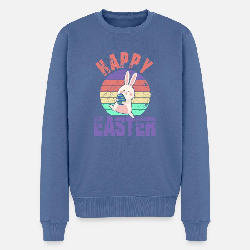 Frohe Ostern - Happy Easter - Osterhase - Männer Premium Bio Pullover - Taubenblau