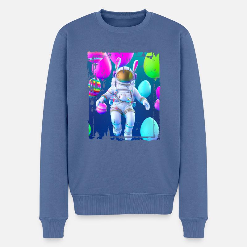 Osterhasen Astronaut im Weltall - Männer Premium Bio Pullover - Taubenblau