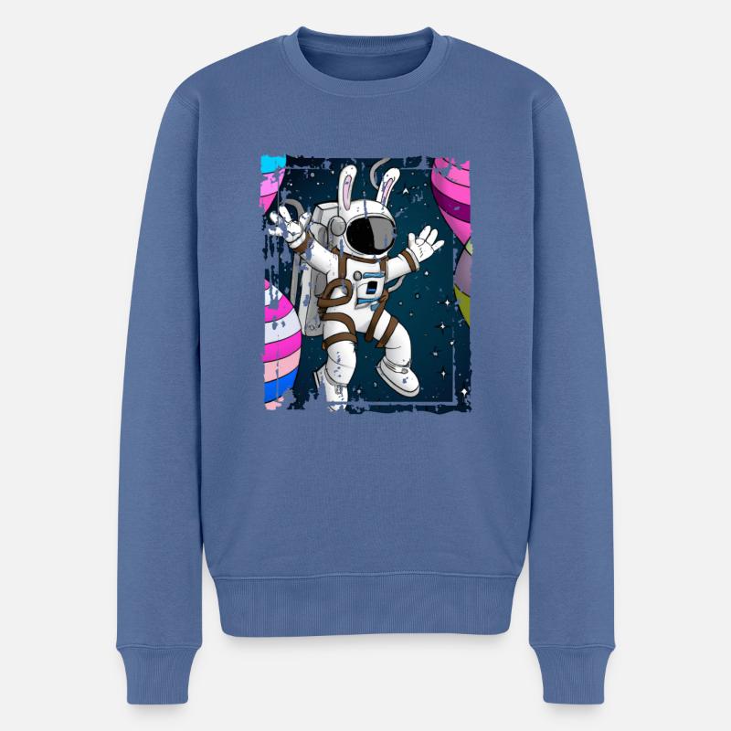 Osterhasen Astronaut im Weltall - Männer Premium Bio Pullover - Taubenblau