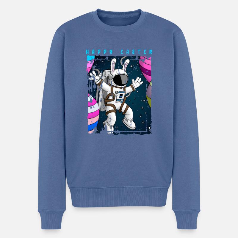 Osterhasen Astronaut im Weltall - Männer Premium Bio Pullover - Taubenblau