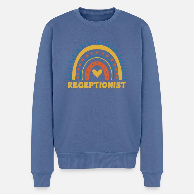 Perfektes Empfangsdamen Shirt - Männer Premium Bio Pullover - Taubenblau