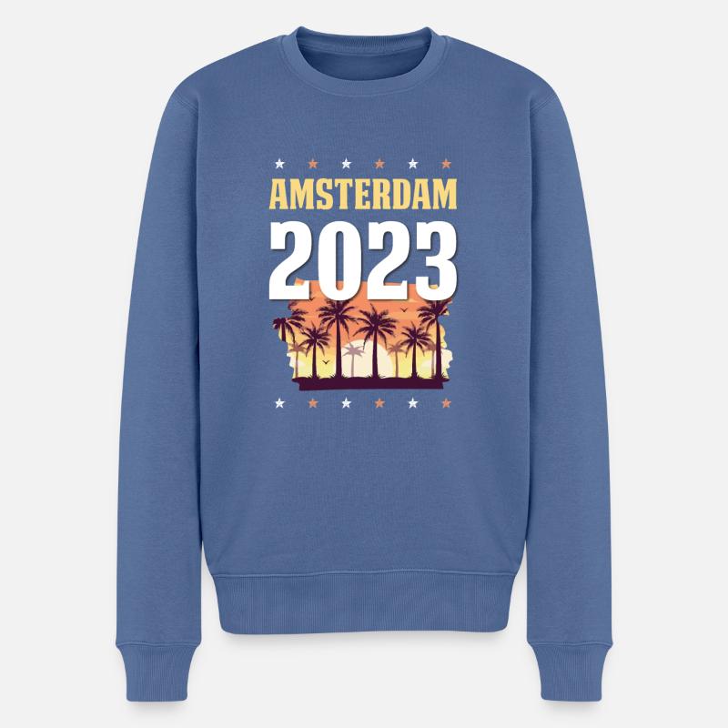 Amsterdam 2023 - Männer Premium Bio Pullover - Taubenblau
