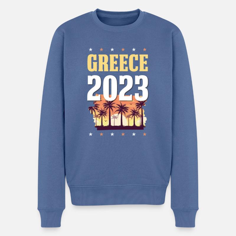 Greece 2023 - Männer Premium Bio Pullover - Taubenblau