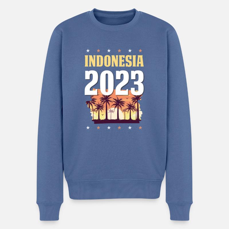 Indonesia 2023 - Männer Premium Bio Pullover - Taubenblau