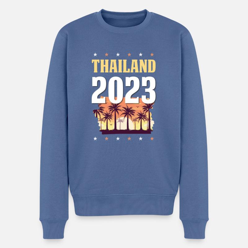Thailand 2023 - Männer Premium Bio Pullover - Taubenblau
