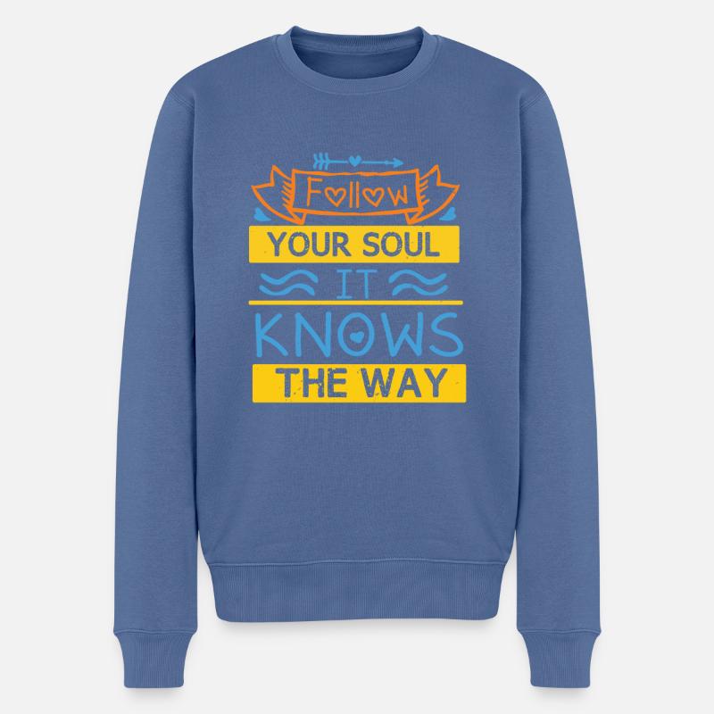 SUIVEZ VOTRE ÂME ELLE CONNAÎT LE CHEMIN 2 - Pull Premium bio Homme - bleu pigeon