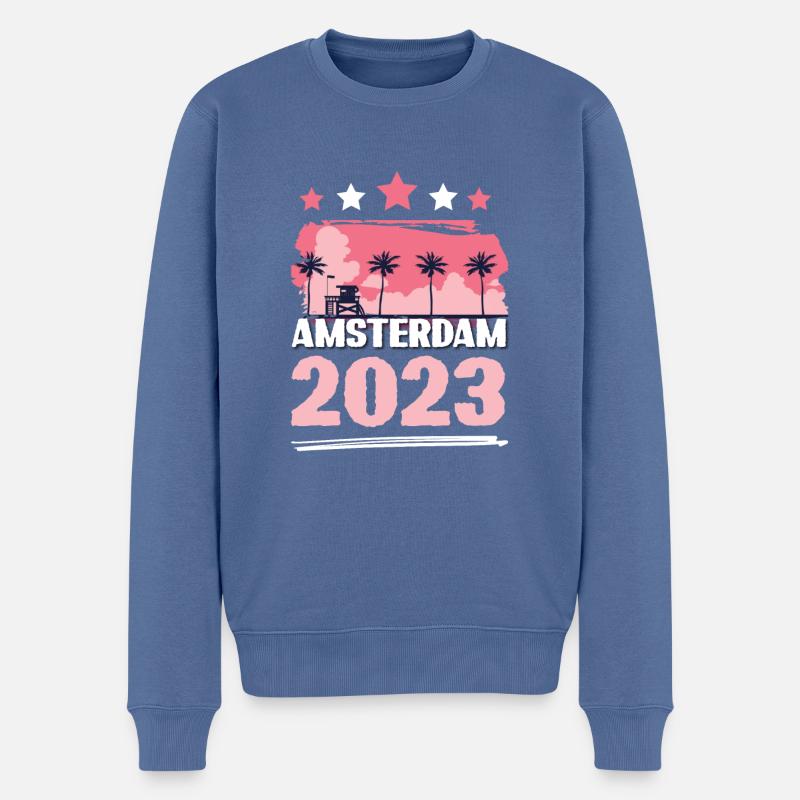 Amsterdam 2023 - Männer Premium Bio Pullover - Taubenblau