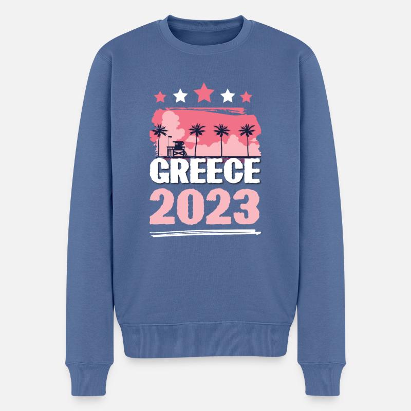 Greece 2023 - Männer Premium Bio Pullover - Taubenblau