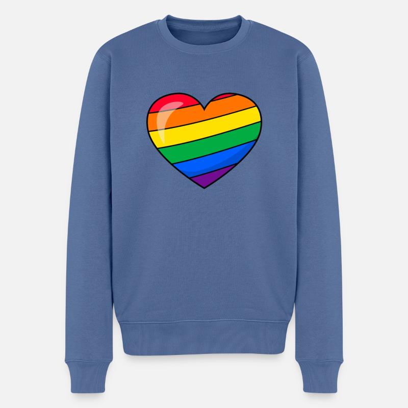 Fierté Cœur LGBTQ - Pull Premium bio Homme - bleu pigeon