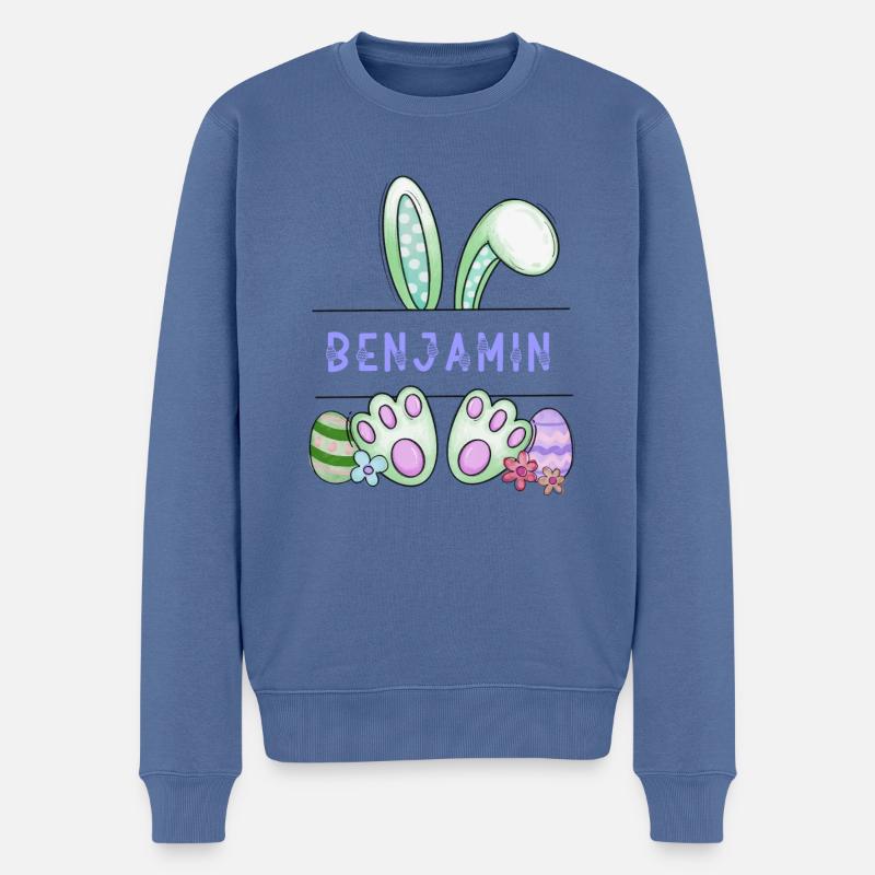Osterhase, Hase, niedlich - Benjamin - Männer Premium Bio Pullover - Taubenblau
