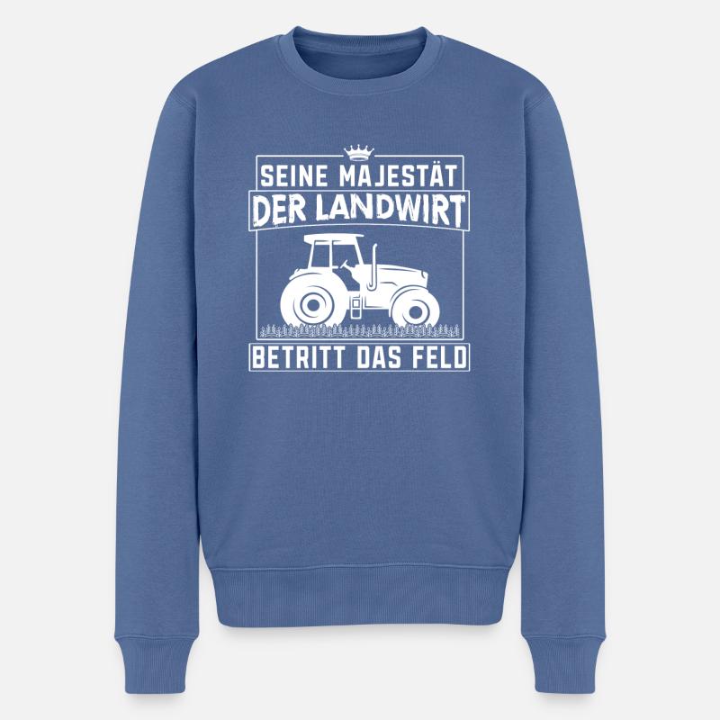 Majestät Landwirt Feld Arbeit Traktor Bauer Acker - Männer Premium Bio Pullover - Taubenblau