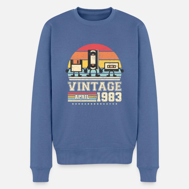 40. Geburtstag April Jahrgang 1983 Geschenkidee - Männer Premium Bio Pullover - Taubenblau