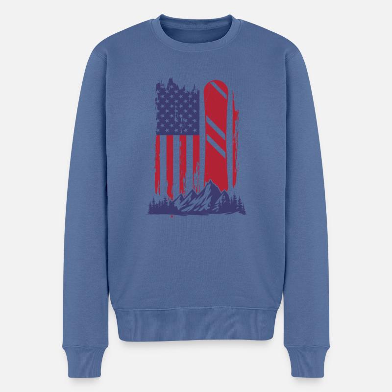 Snowboard Snowboarding reptile snow skiing - Männer Premium Bio Pullover - Taubenblau