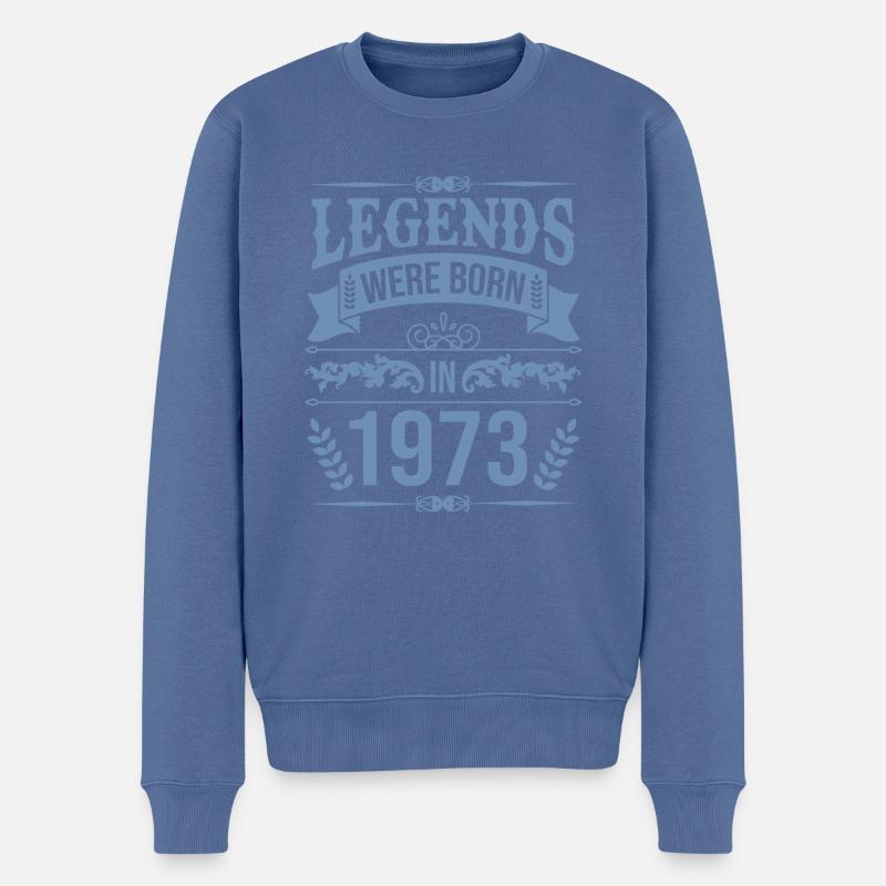 Legenden wurden 1973 geboren - Männer Premium Bio Pullover - Taubenblau