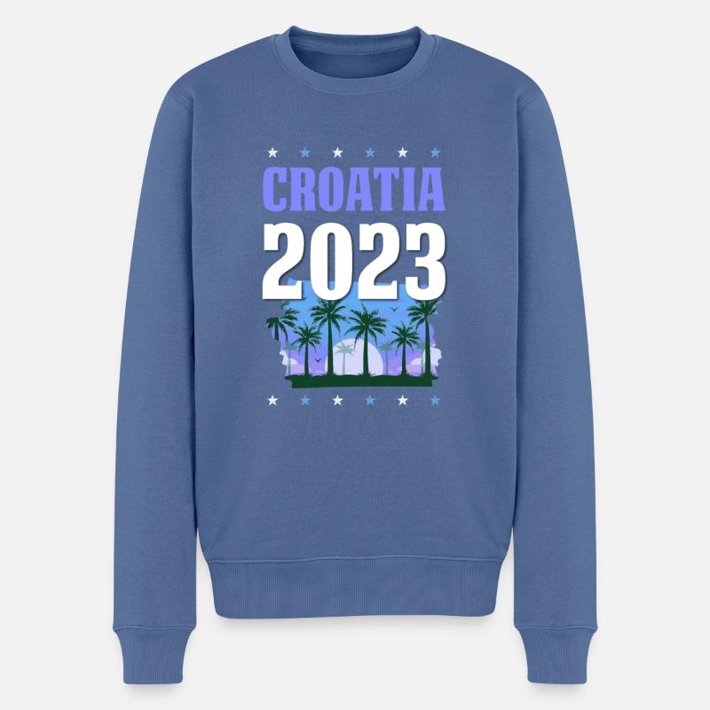 Croatia 2023 - Männer Premium Bio Pullover - Taubenblau