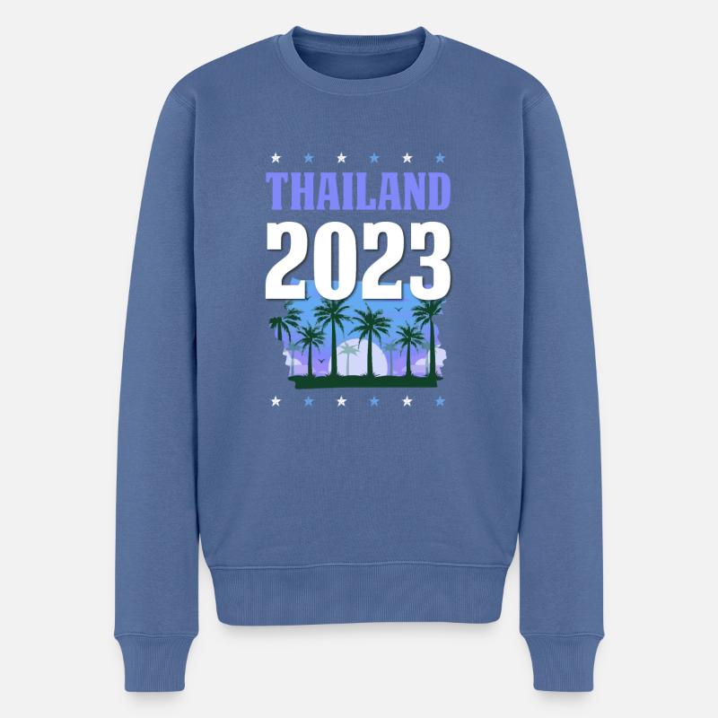 Thaïlande 2023 - Pull Premium bio Homme - bleu pigeon