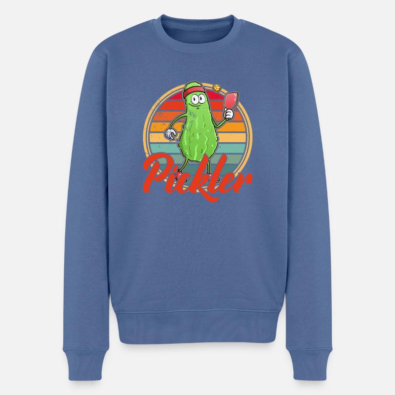 Pickelball Pickle Gurke Schläger Geschenk - Männer Premium Bio Pullover - Taubenblau