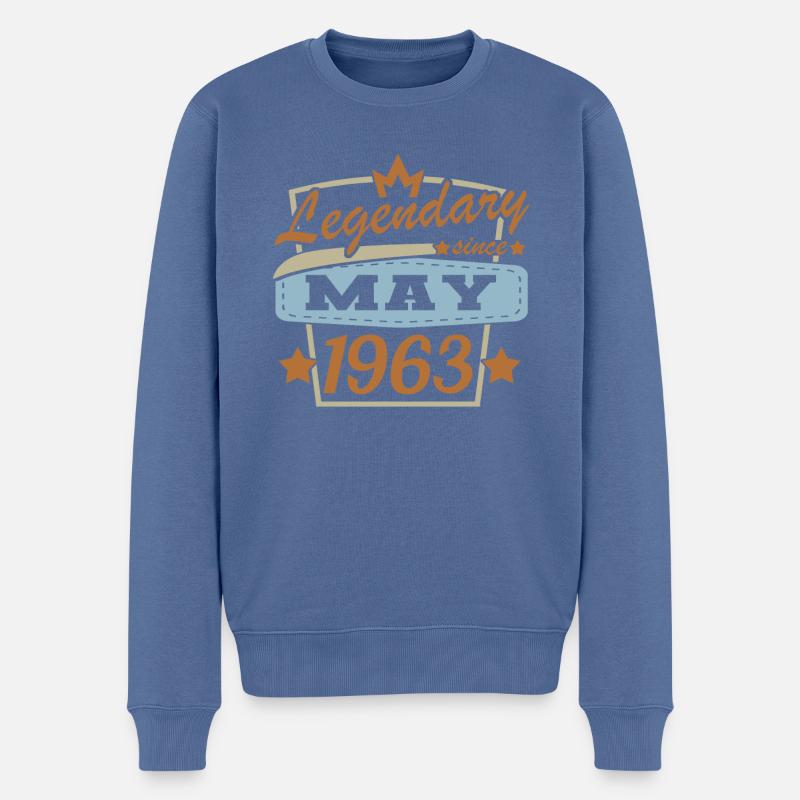 Mai 1963 Retro Geburtstag Sprüche - Männer Premium Bio Pullover - Taubenblau