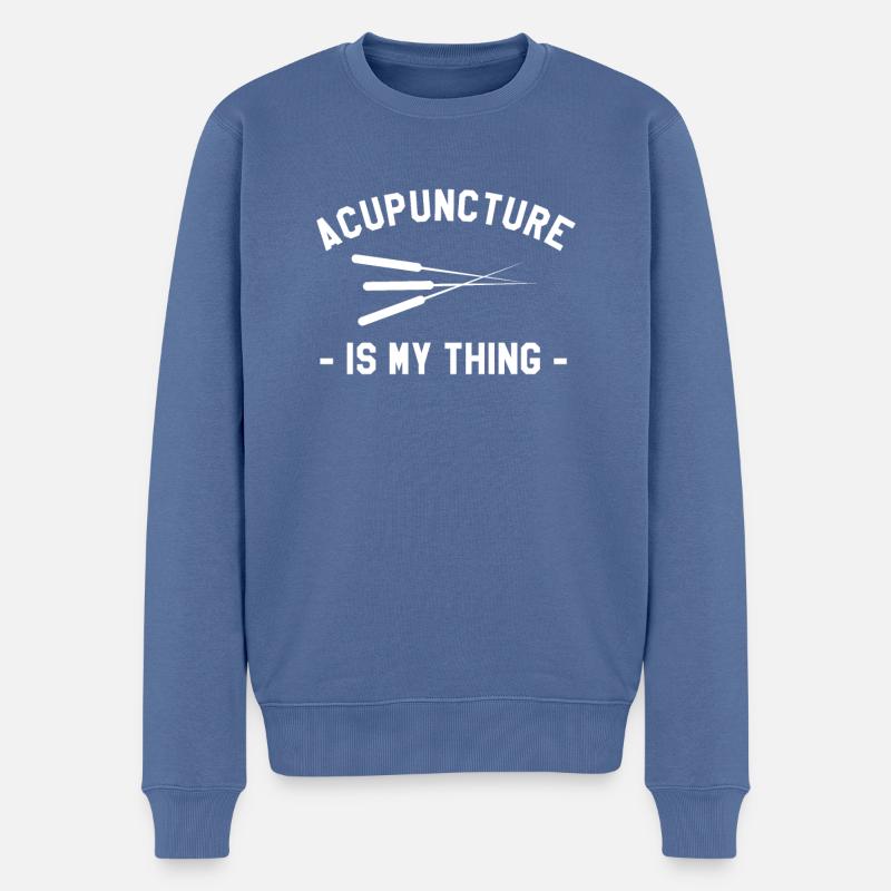 L’acupuncture, c’est mon truc : l’acupuncteur - Pull Premium bio Homme - bleu pigeon