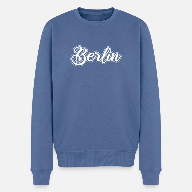 Berlin Berlinerin Berliner Stadt Berlin - Männer Premium Bio Pullover - Taubenblau