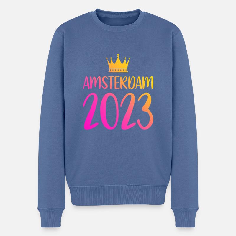 Amsterdam 2023 - Pull Premium bio Homme - bleu pigeon