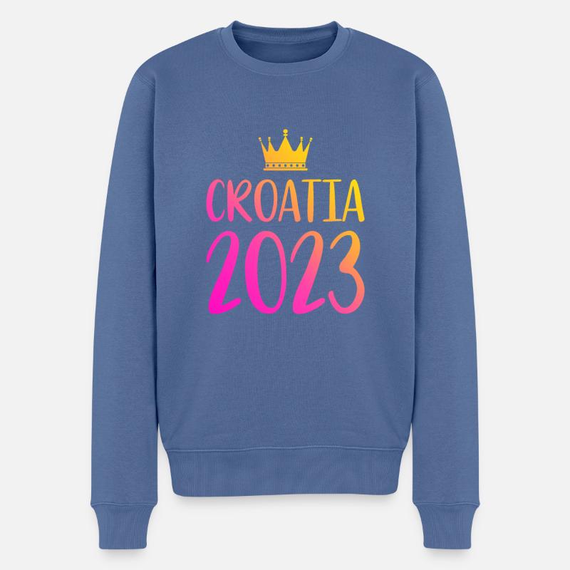 Croatia 2023 - Männer Premium Bio Pullover - Taubenblau