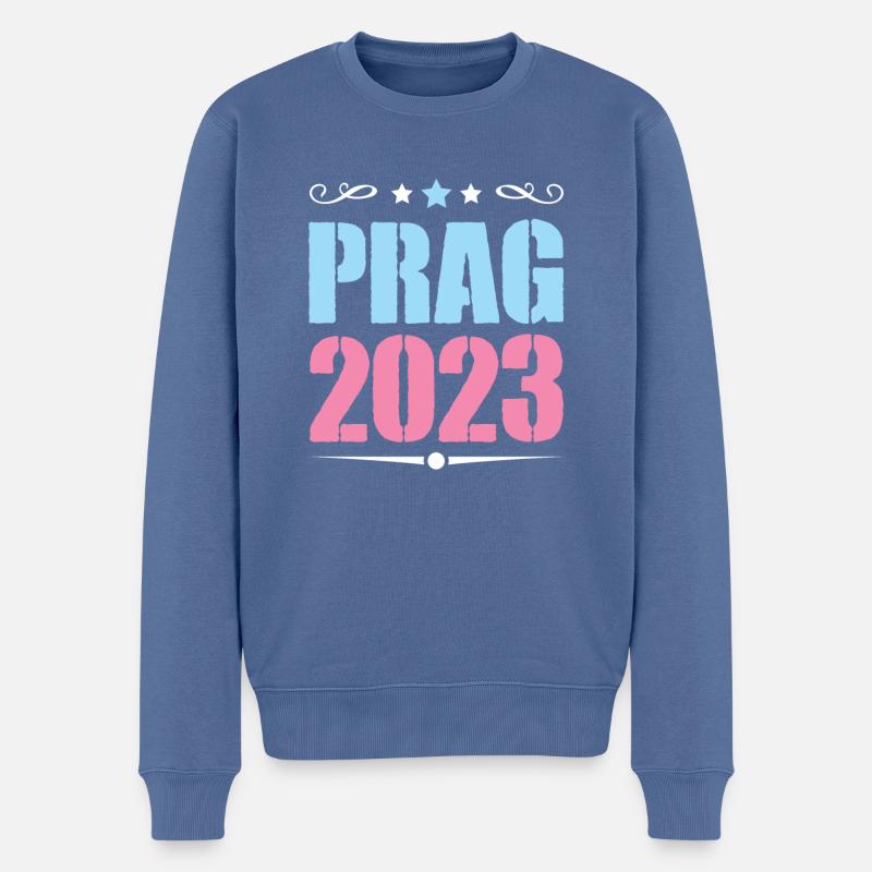 Prague 2023 - Pull Premium bio Homme - bleu pigeon