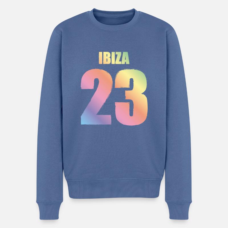 Ibiza 23 Vacances 2023 - Pull Premium bio Homme - bleu pigeon