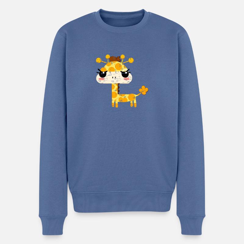 Mignonne girafe kawaii - Pull Premium bio Homme - bleu pigeon