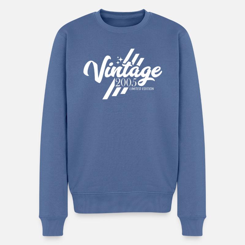 Millésime 2005 Anniversaire Dictons - Pull Premium bio Homme - bleu pigeon