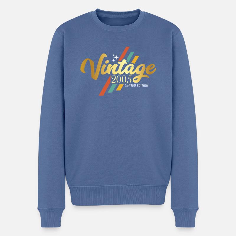 Millésime 2005 Anniversaire Dictons - Pull Premium bio Homme - bleu pigeon