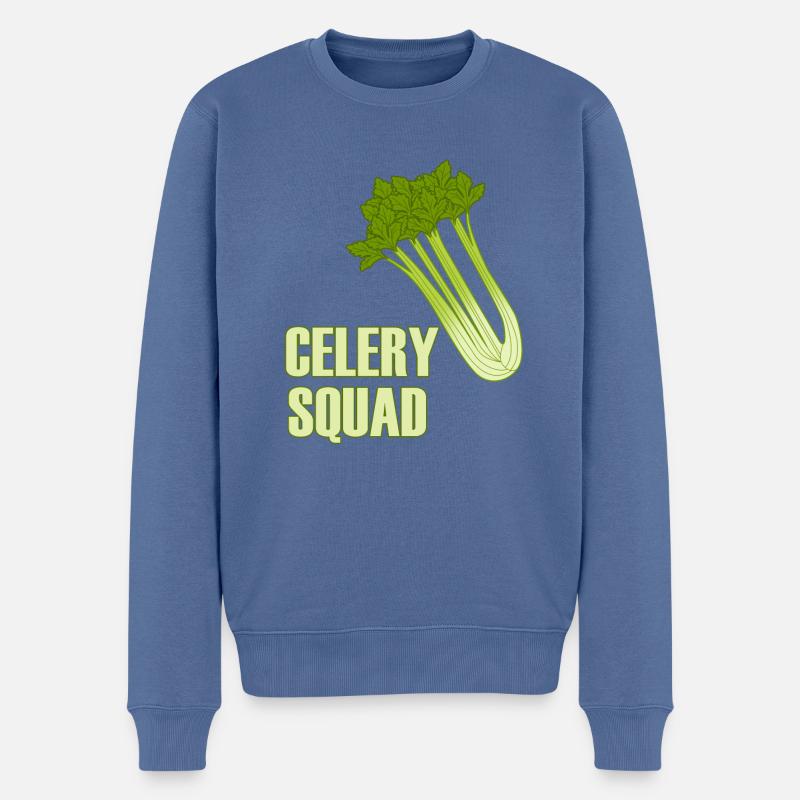 Légumes Celery Squad, poireaux sains - Pull Premium bio Homme - bleu pigeon