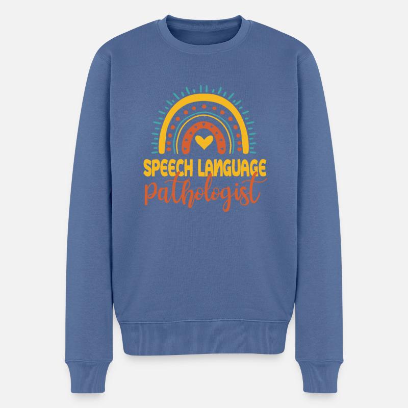 Niedlicher Logopäde Regenbogen - Männer Premium Bio Pullover - Taubenblau
