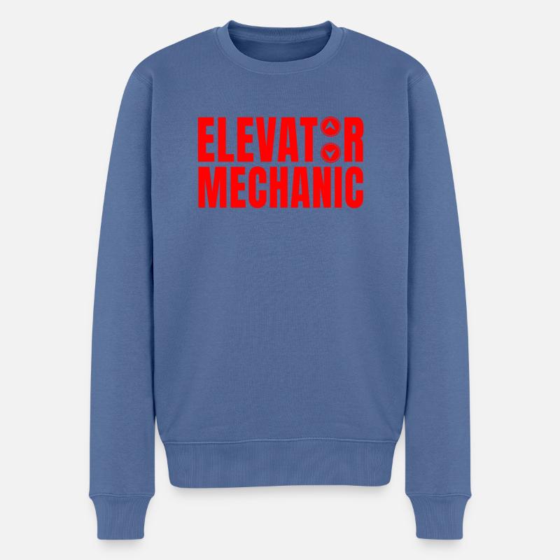 Aufzugsmonteur - Männer Premium Bio Pullover - Taubenblau