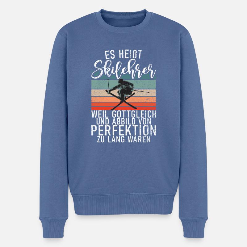 Skilehrer - T-Shirt Design - Männer Premium Bio Pullover - Taubenblau
