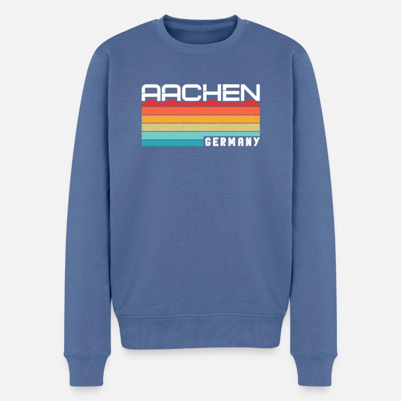 Aachenerin Aachener Aachen - Männer Premium Bio Pullover - Taubenblau