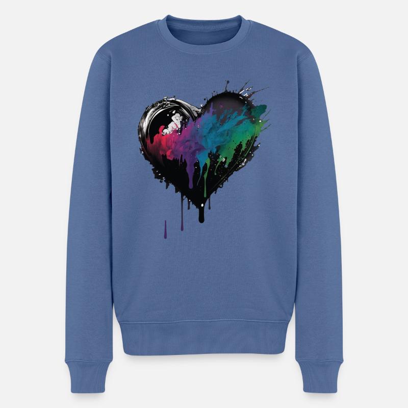 Herz Graffiti Style - Männer Premium Bio Pullover - Taubenblau