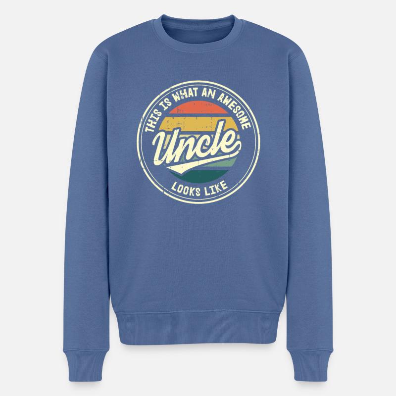 Bester Onkel Retro Patenonkel Geschenk - Männer Premium Bio Pullover - Taubenblau