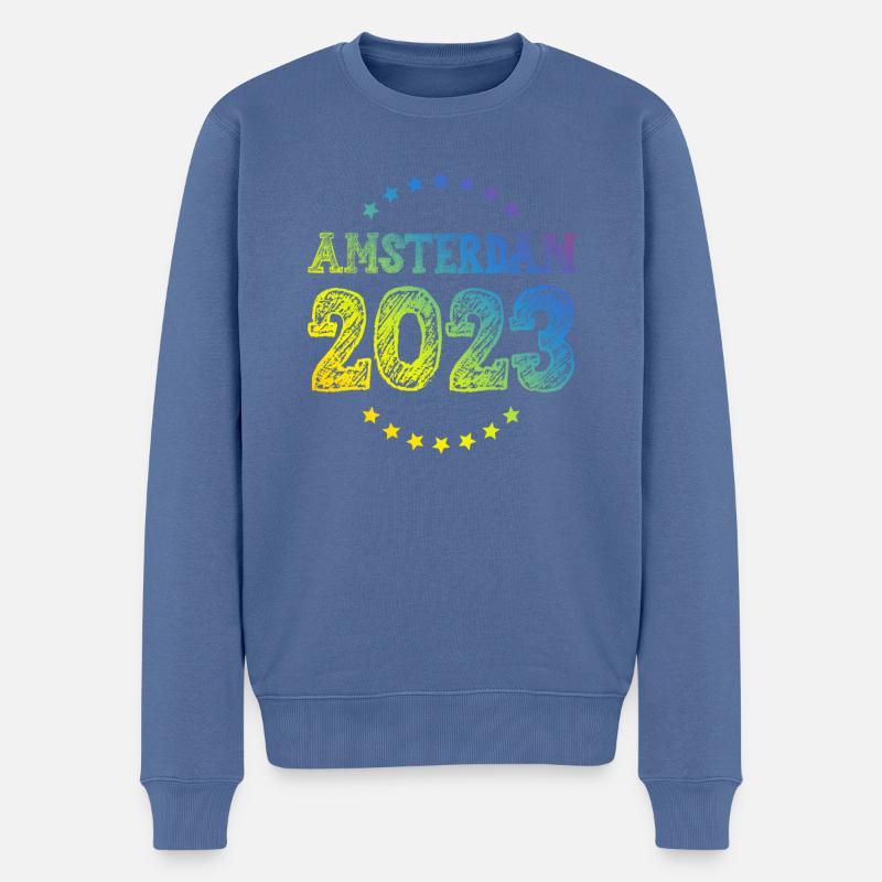Amsterdam 2023 - Männer Premium Bio Pullover - Taubenblau