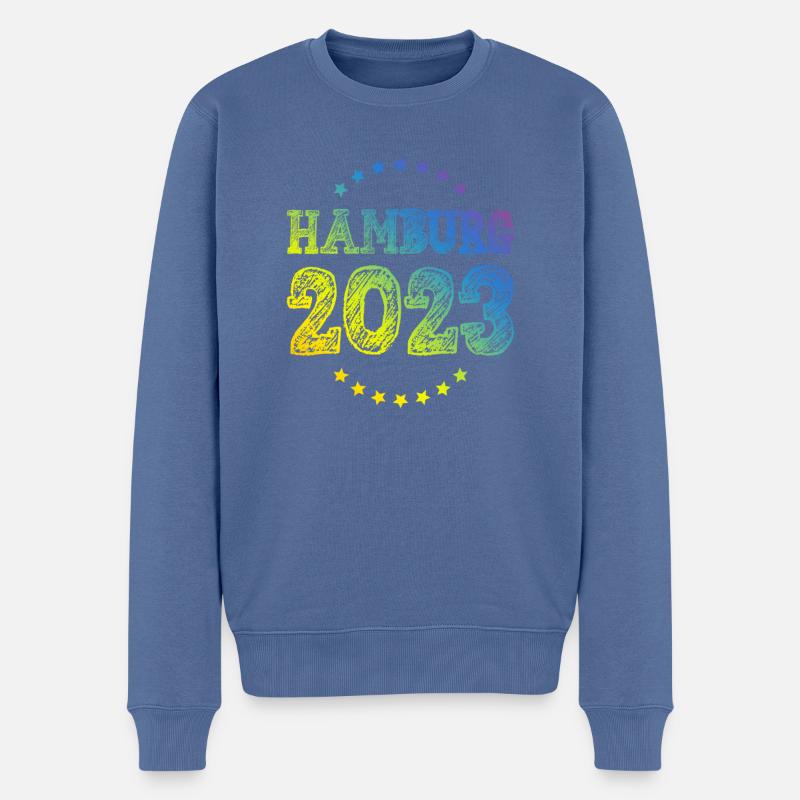 Hambourg 2023 - Pull Premium bio Homme - bleu pigeon