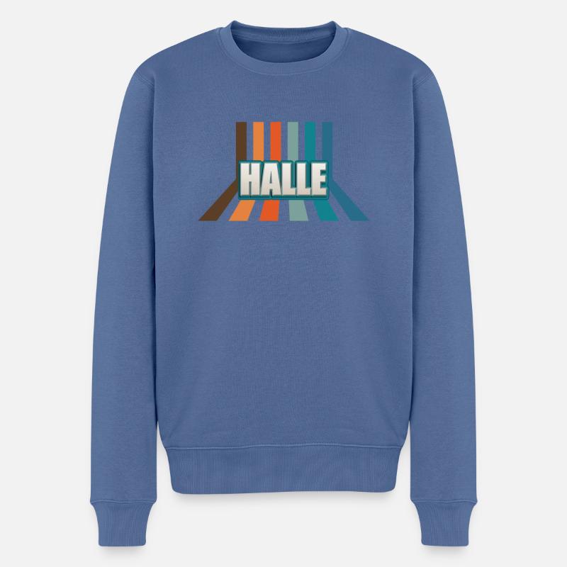 Hallenserin Hallenser Halle - Männer Premium Bio Pullover - Taubenblau
