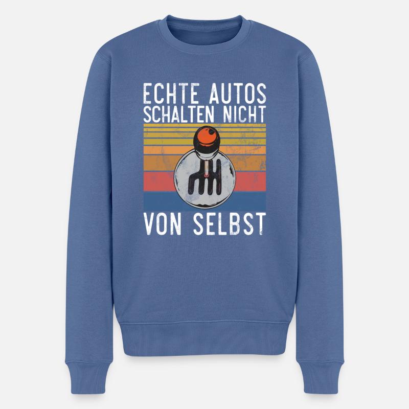 Echte Autos schalten nicht von selbst - Design - Männer Premium Bio Pullover - Taubenblau
